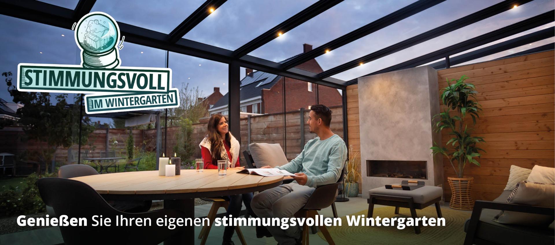 Stimmungsvoller Genuss im Wintergarten mit einer terrassenueberdachung