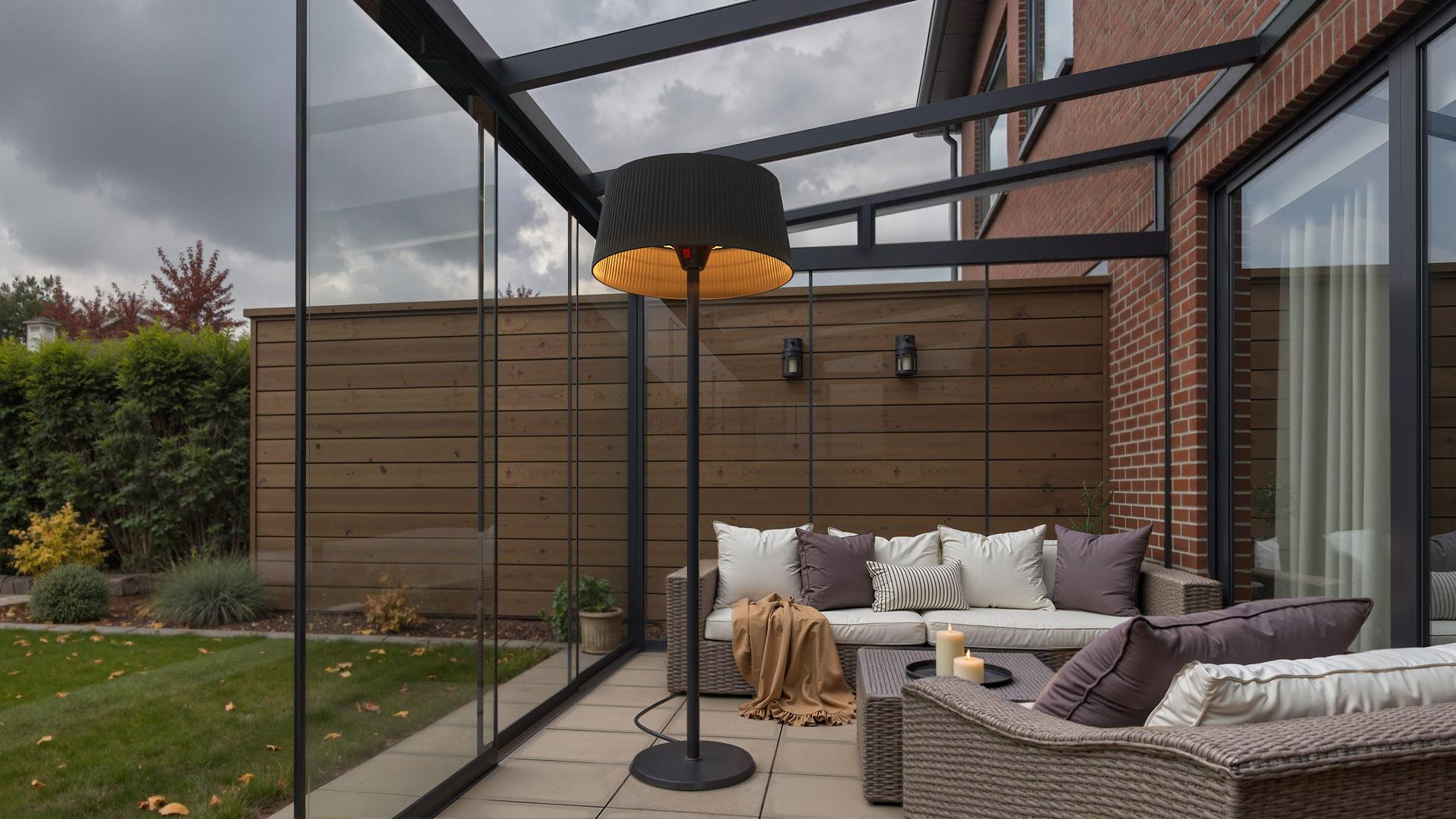 stehender Heizstrahler Terrasse Anthrazit