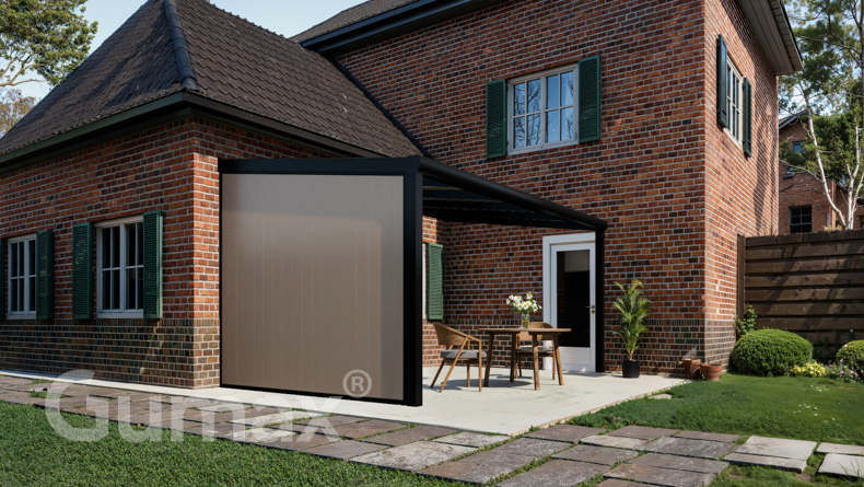 Aluminium Seitenwand mit graubeige Paneelen 2000mm bis 2300mm