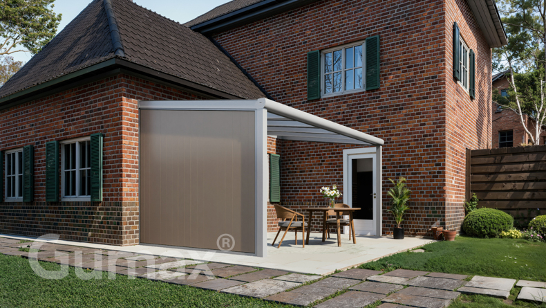 Aluminium Seitenwand mit graubeige Paneelen 2000mm bis 2300mm