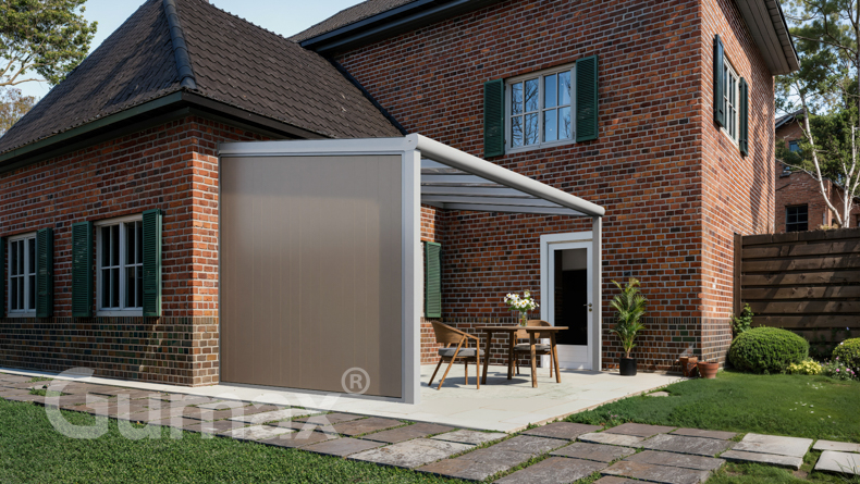 Aluminium Seitenwand mit graubeige Paneelen 2301mm bis 2500mm