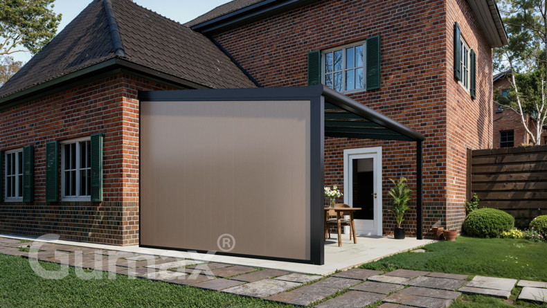 Aluminium Seitenwand mit graubeige Paneelen 2000mm bis 2300mm