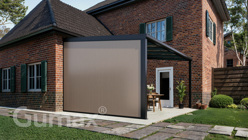 Aluminium Seitenwand mit graubeige Paneelen 2301mm bis 2500mm