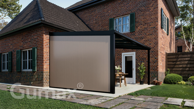 Aluminium Seitenwand mit graubeige Paneelen 2000mm bis 2300mm