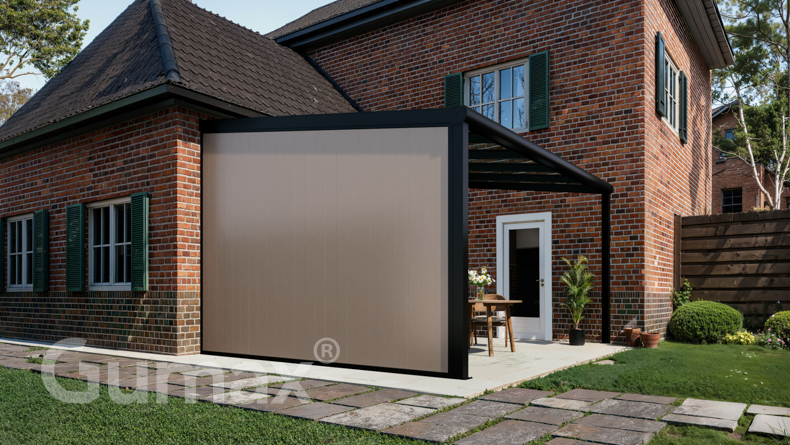 Aluminium Seitenwand mit graubeige Paneelen 2301mm bis 2500mm