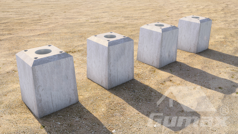 Fundament für alle Pfosten ohne Regenwasserabfluss (RWA) 