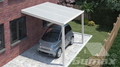 Moderne Carport in matt weiß, 3,06 x 2,5 Meter mit IQ Relax Polycarbonat