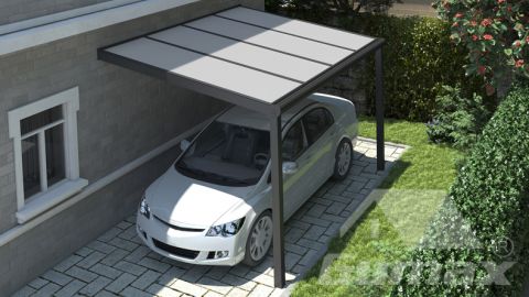 Gumax carport 4.06m  x 3.0m modern antraciet opaal polycarbonaat boven
