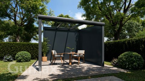 Freestanding veranda Modern matt anthracite 3.06 x 3 metre clear glass roof